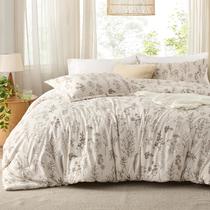 Conjunto completo de edredom Bedsure, floral bege, 3 peças Conjunto completo de edredom Bedsure, floral bege, 3 peças