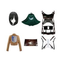 Conjunto Completo De Fantasia Cosplay De Anime AOT: Levi Ackerman, Mikasa Ackerman, Eren Jaeger,