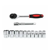 Conjunto Completo De Ferramenta Chave Canhão Catraca Soquete 13 Peças Em Aço