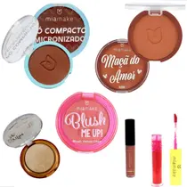 Conjunto Completo de Maquiagem Mia Make: Lábios, Rosto e Pele Perfeitos