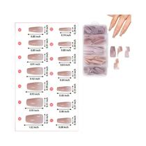 Conjunto Completo De Unhas Postiças De Acrílico, 5 Cores, Formatos Caixão Curto, Amêndoa, Oval E