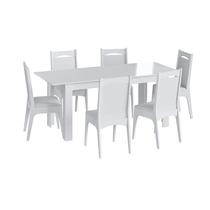 Conjunto Completo Jantar Cozinha Mesa Elástica C/ 8 Cadeiras - Branco CJE10305(8).008