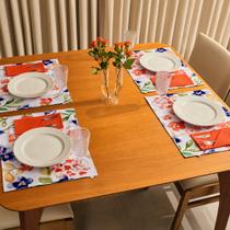 Conjunto Completo Mesa Posta Portina - Toque Floral Porcelana Sem Talheres/Copos/Taças - 12 Peças