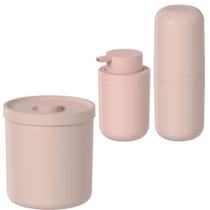 Conjunto Completo para Banheiro com 3 Peças Rosa - Ou Conjunto Completo para Banheiro com 3 Peças Rosa - Ou