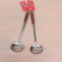 Conjunto Concha e Escumadeira Inox e Cabo Marrom