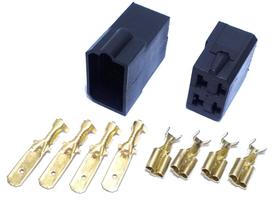 Conjunto conector 4 vias Preto acompanha terminais 6,3MM kit facil montagem e otima resistencia Conjunto conector 4 vias Preto acompanha terminais 6,3MM kit facil montagem e otima resistencia