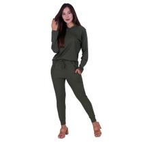 Conjunto Confortável Blusa Manga Longa com Capuz e Calça Jogger Vera e Esther