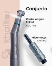 Conjunto Contra Ângulo 1:1 LED KCIL-1002 + Micromotor KMR-M2 irrigação interna - Khalkos