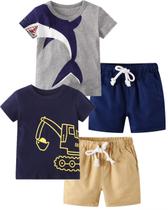 Conjunto Coordenado BIBNice Camisa e Shorts de Algodão para Menino Pequeno Conjunto Coordenado BIBNice Camisa e Shorts de Algodão para Menino Pequeno