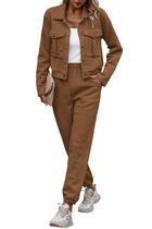 Conjunto Coordenado PRETTYGARDEN Camel Conjunto de Duas Peças Tamanho L Conjunto Coordenado PRETTYGARDEN Camel Conjunto de Duas Peças Tamanho L
