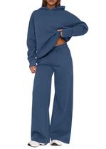 Conjunto coordenado PRETTYGARDEN de 2 peças com moletom com capuz e calça pantalona Conjunto coordenado PRETTYGARDEN de 2 peças com moletom com capuz e calça pantalona