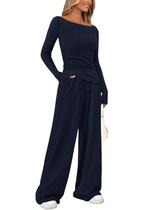 Conjunto Coordenado PRETTYGARDEN Manga Longa Assimétrica Azul Marinho M