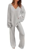 Conjunto Coordinado PRETTYGARDEN de Suéter de Dos Piezas M Gris
