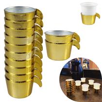 Conjunto Copete 12 Porta Copos Descartavel Cantinho Cafe Plastico Dourado - AMZ