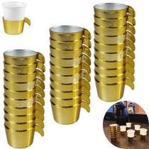 Conjunto Copete 30 Porta Copos Descartavel Cantinho Cafe Plastico Dourado - AMZ