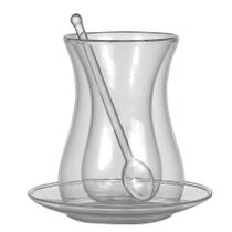 Conjunto Copo Silhueta Vidro Duplo, Colher E Pires Ah Natu