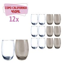 Conjunto Copos de Vidro 450ml 6 Transparente 6 Cinza California