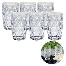 Conjunto Copos Diamante 370ML Resistentes Agua Suco 6 UN