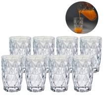 Conjunto Copos Diamante 370ML Resistentes Agua Suco 8 UN - PRATICASA
