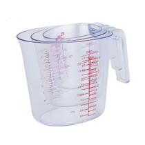 Conjunto Copos Medidores Acrílico Transparente 3 Peças ml Xícaras Precisão Culinária Bico Dosador Alça Ergonômica