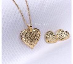 Conjunto coração banho 18k