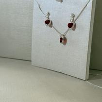 Conjunto coração colorido prata 925 vermelho losango