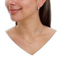 Conjunto Coração Cravejado Com Zirconias Banhado A Ouro 18K