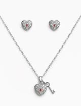 Conjunto Coração e Chave em Prata 925 Conjunto Coração e Chave em Prata 925