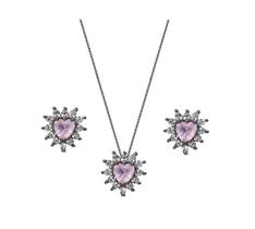 Conjunto Coração em Zircônia Kunzita Banhado a Ródio Negro - Joia Elegante Conjunto Coração em Zircônia Kunzita Banhado a Ródio Negro - Joia Elegante