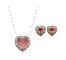 Conjunto coração morganita fusion banhado a ródio branco Conjunto coração morganita fusion banhado a ródio branco