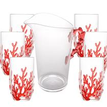 Conjunto Coral Vermelho Jarra 2,4L e 6 Copos Alto Wolff