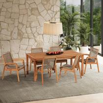 Conjunto Corda 6 Cadeira 1 Mesa 180cm - Varanda Coberta/Área Gourmet Traço Marrom/Stain Jatobá/Rami Conjunto Corda 6 Cadeira 1 Mesa 180cm - Varanda Coberta/Área Gourmet Traço Marrom/Stain Jatobá/Rami