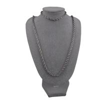 Conjunto Cordão Baiano E Pulseira Aço Inox Ref:309 P22