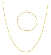 Conjunto Cordão Colar 45cm Baiano Torcido E Pulseira Ouro 18k 750