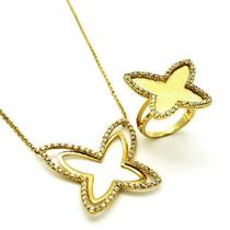 Conjunto Cordão com Pingente E Anel Transformação Borboleta Cravejado Zirconias Banho Ouro 18k 834 837 Conjunto Cordão com Pingente E Anel Transformação Borboleta Cravejado Zirconias Banho Ouro 18k 834 837