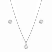 Conjunto Cordão Corrente Colar 60cm Brinco Ponto Luz Feminino Prata 925 Conjunto Cordão Corrente Colar 60cm Brinco Ponto Luz Feminino Prata 925