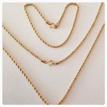 Conjunto Corrente 70cm Cordão Baiano E Pulseira Ouro 18k 750