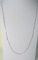 Conjunto Corrente 70cm Fígaro E Pulseira Masculina 3 Em 1 3mm Prata 925