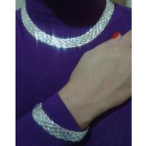 Conjunto Corrente Colar Pulseira Prata 925 10 Fios Transado Conjunto Corrente Colar Pulseira Prata 925 10 Fios Transado