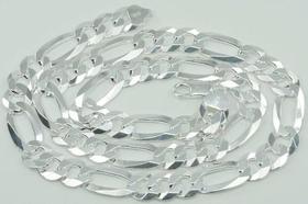 Conjunto Corrente Cordão Pulseira 3x1 Figaro 10mm Prata 925