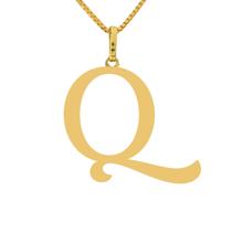 Conjunto Corrente e Pingente da Letra Q em Ouro 18k 750