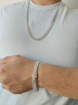 Conjunto Corrente E Pulseira 10mm Grumet Prata 925 Gaveta Conjunto Corrente E Pulseira 10mm Grumet Prata 925 Gaveta