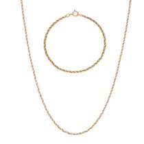 Conjunto Corrente E Pulseira Cordão Baiano Tricolor Ouro 18k