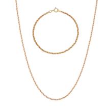 Conjunto Corrente E Pulseira Cordão Baiano Tricolor Ouro 18k