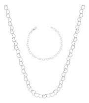Conjunto Corrente E Pulseira De Elos De Coração