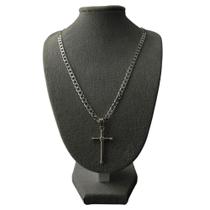 Conjunto Corrente Gurmet + Pingente De Cruz Prata D39