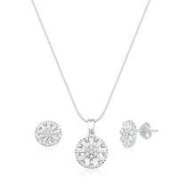 Conjunto Corrente Pingente E Brinco Pizza De Prata 925