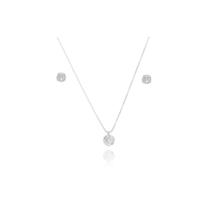 Conjunto Corrente Ponto De Luz + Brinco Prata 925 Kl Conjunto Corrente Ponto De Luz + Brinco Prata 925 Kl