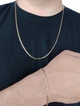 Conjunto Corrente + Pulseira Grumet Dourada Fininha D40