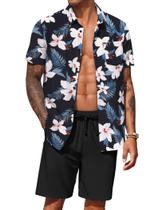 Conjunto correspondente: camisa e shorts havaianos masculinos COOFANDY